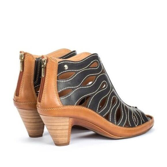 Pikolinos Java Peep Toe Sandals Cutout Zip Back Brown Black Womens 42 / US 11 - Picture 3 of 10